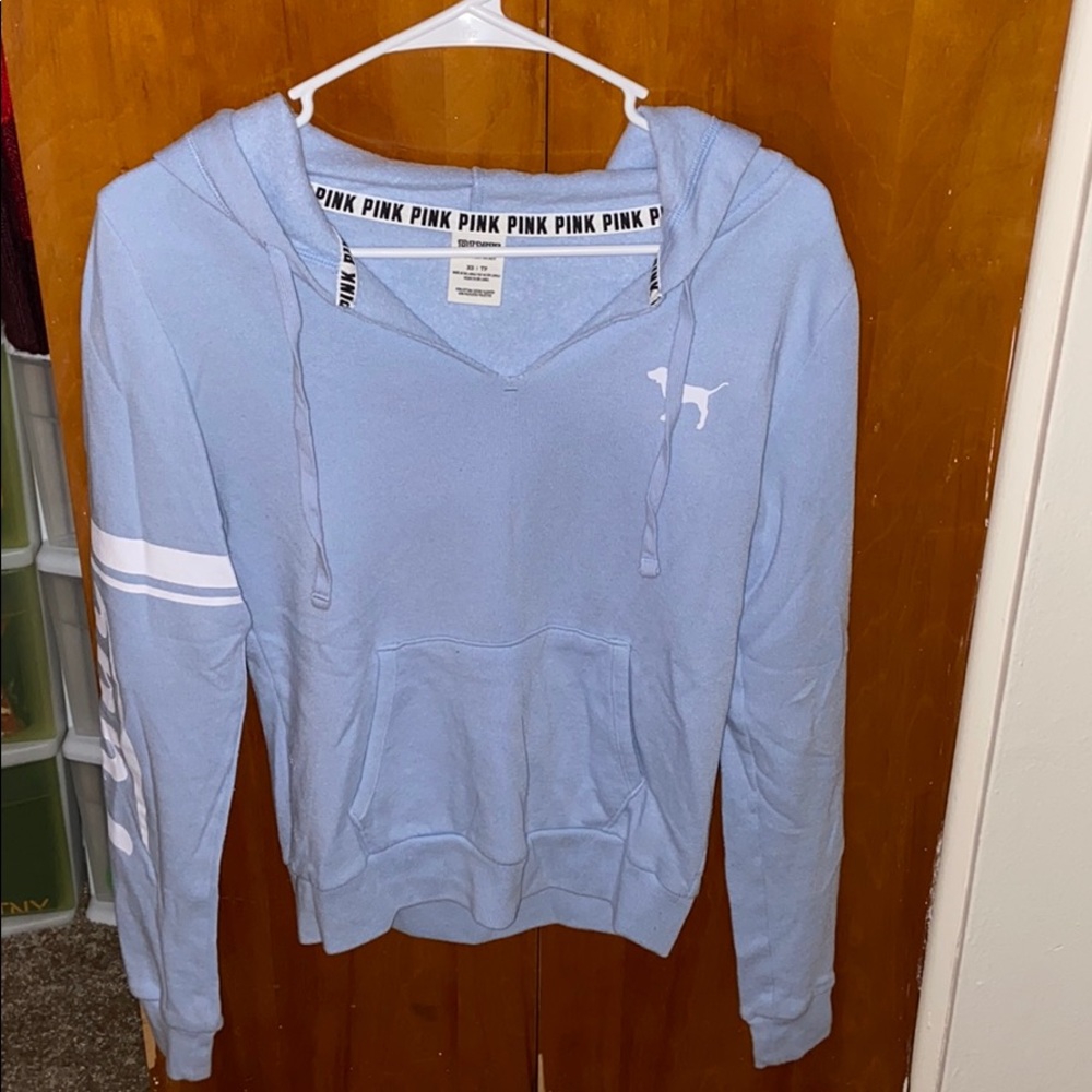 VS Pink baby blue sweatshirt